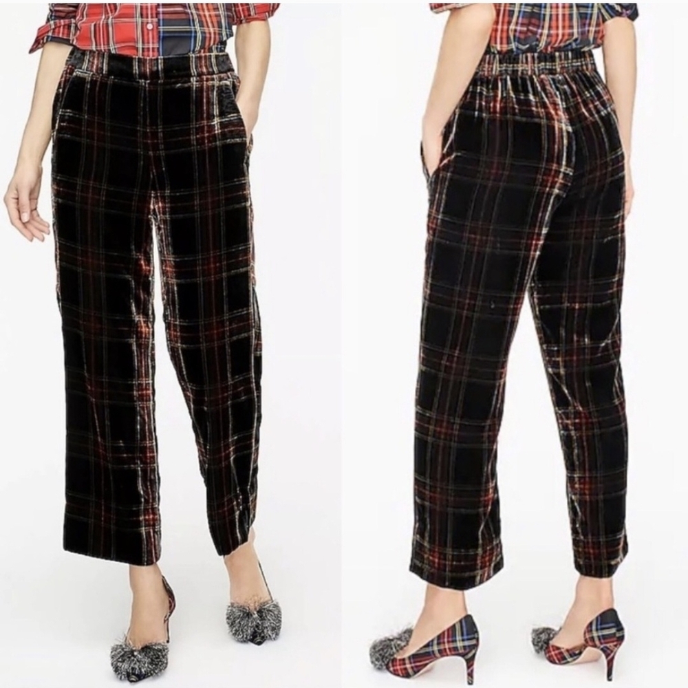 J. Crew Peyton Wide-leg Pant Stewart Tartan Velvet